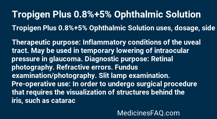 Tropigen Plus 0.8%+5% Ophthalmic Solution