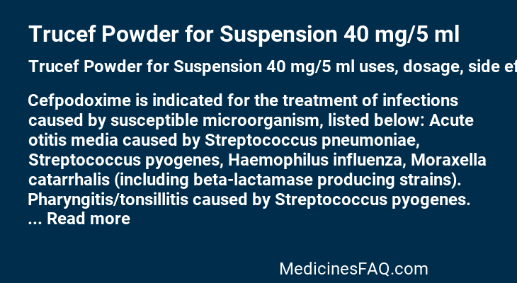 Trucef Powder for Suspension 40 mg/5 ml