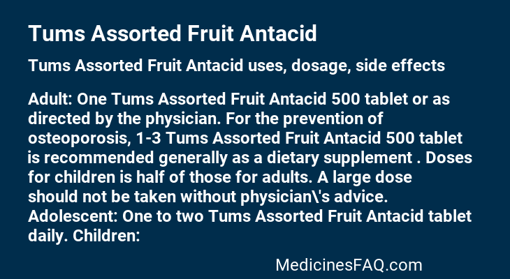 Tums Assorted Fruit Antacid
