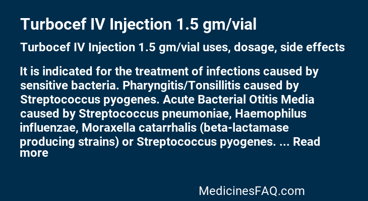 Turbocef IV Injection 1.5 gm/vial