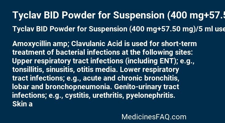 Tyclav BID Powder for Suspension (400 mg+57.50 mg)/5 ml