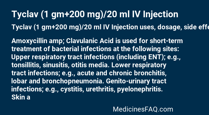 Tyclav (1 gm+200 mg)/20 ml IV Injection