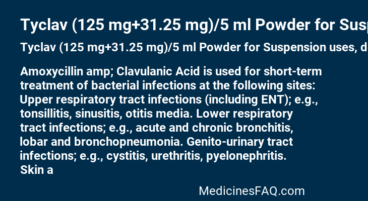 Tyclav (125 mg+31.25 mg)/5 ml Powder for Suspension