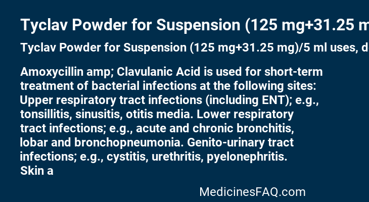 Tyclav Powder for Suspension (125 mg+31.25 mg)/5 ml