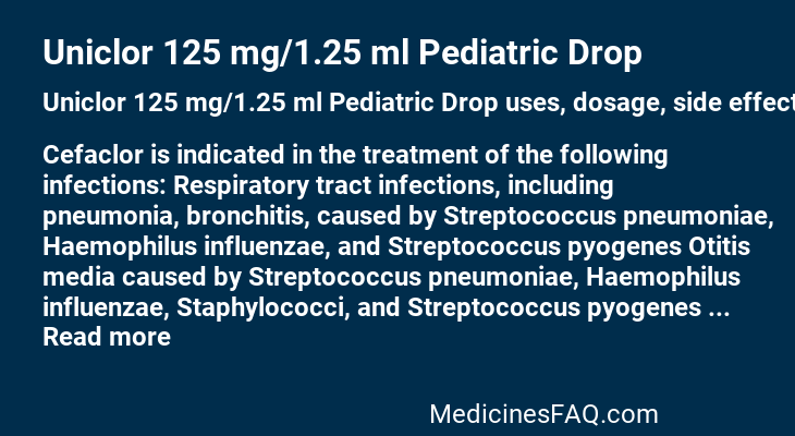 Uniclor 125 mg/1.25 ml Pediatric Drop