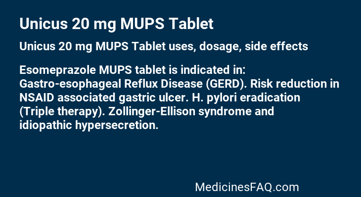 Unicus 20 mg MUPS Tablet