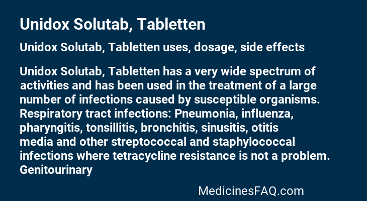 Unidox Solutab, Tabletten