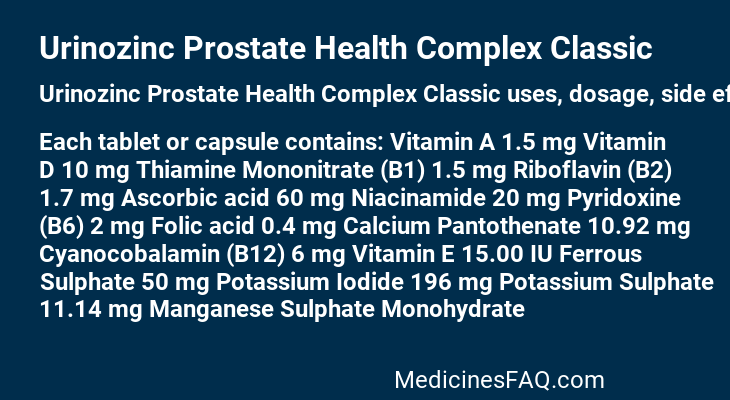 Urinozinc Prostate Health Complex Classic