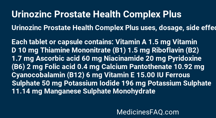 Urinozinc Prostate Health Complex Plus