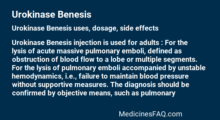 Urokinase Benesis