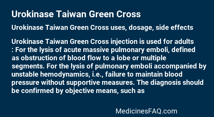 Urokinase Taiwan Green Cross