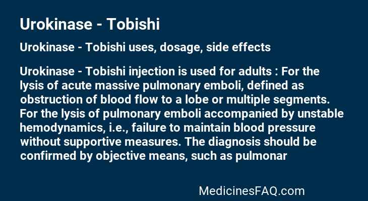 Urokinase - Tobishi