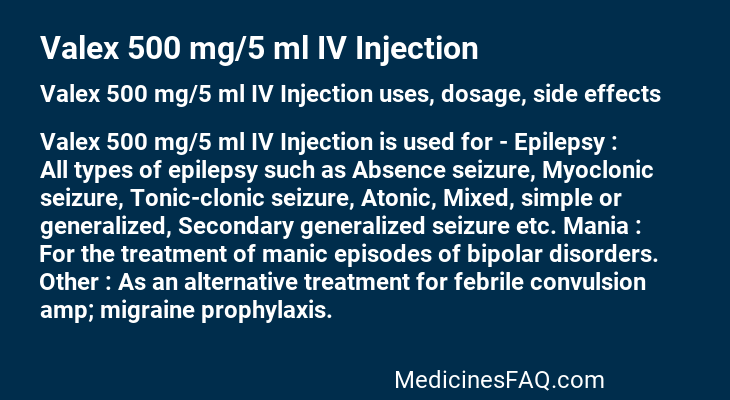 Valex 500 mg/5 ml IV Injection