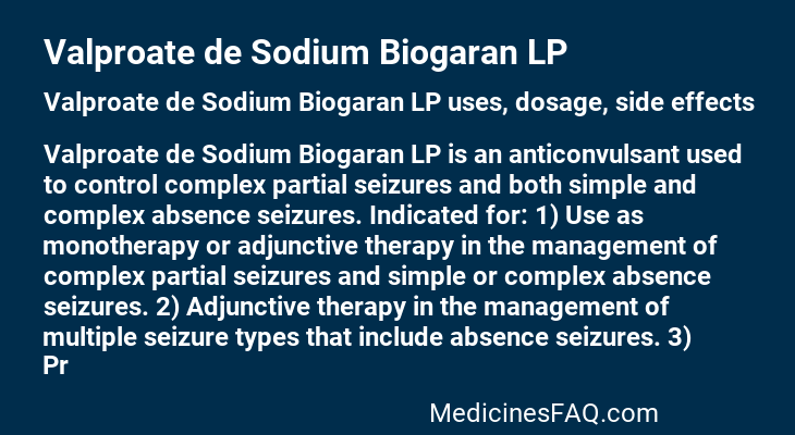 Valproate de Sodium Biogaran LP