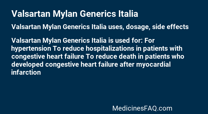 Valsartan Mylan Generics Italia