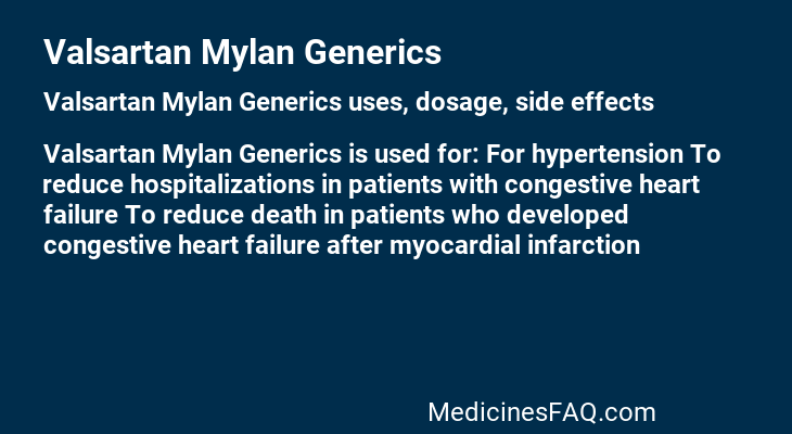 Valsartan Mylan Generics