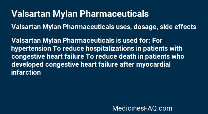 Valsartan Mylan Pharmaceuticals