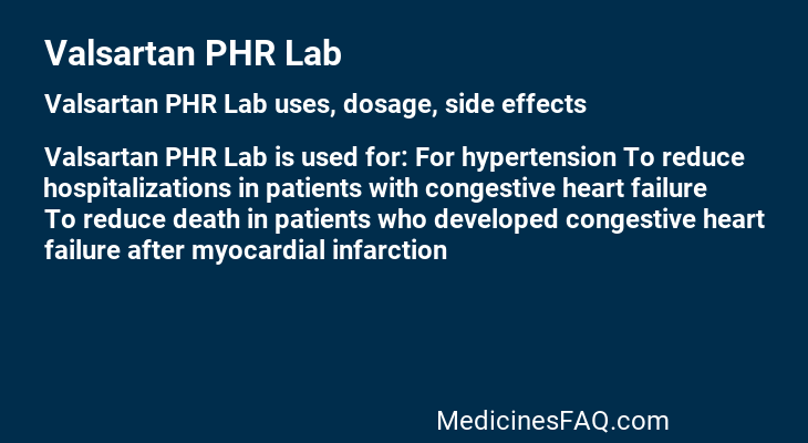 Valsartan PHR Lab