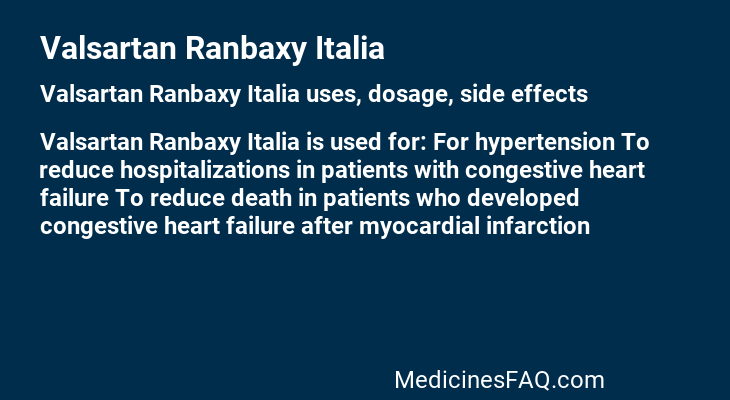 Valsartan Ranbaxy Italia