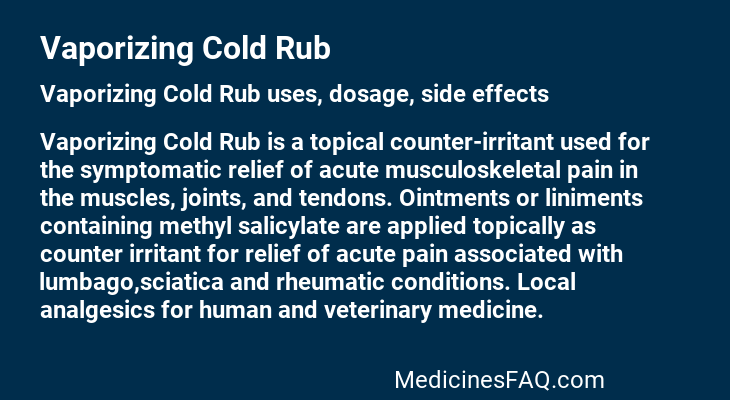 Vaporizing Cold Rub
