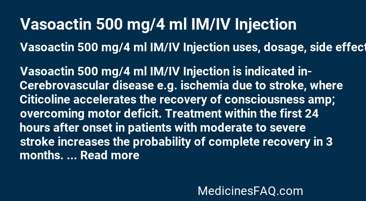 Vasoactin 500 mg/4 ml IM/IV Injection