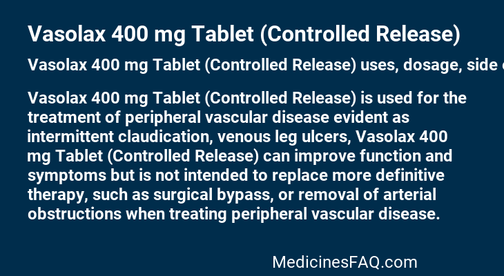 Vasolax 400 mg Tablet (Controlled Release)