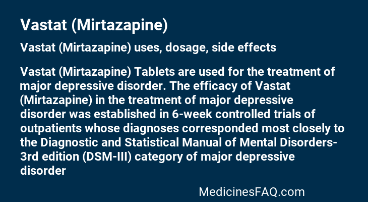 Vastat (Mirtazapine)