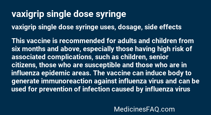 vaxigrip single dose syringe