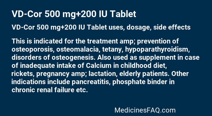 VD-Cor 500 mg+200 IU Tablet