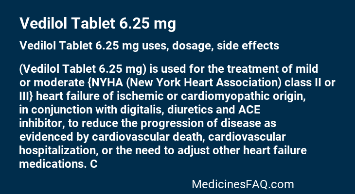 Vedilol Tablet 6.25 mg