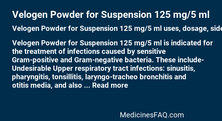 Velogen Powder for Suspension 125 mg/5 ml