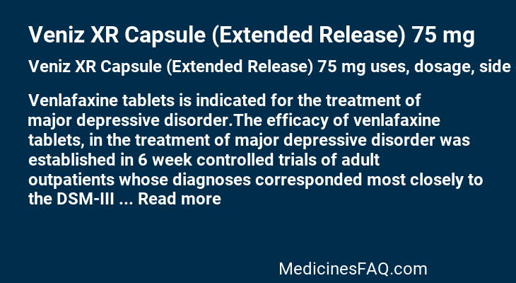 Veniz XR Capsule (Extended Release) 75 mg