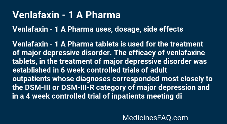 Venlafaxin - 1 A Pharma