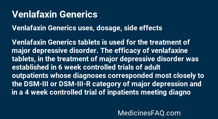 Venlafaxin Generics