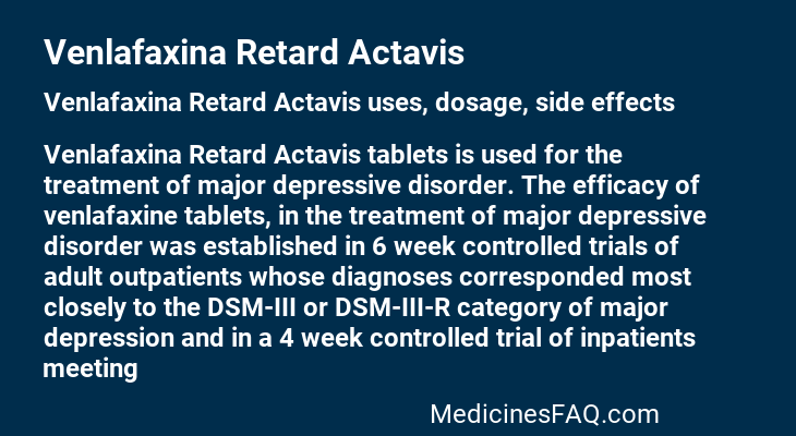 Venlafaxina Retard Actavis