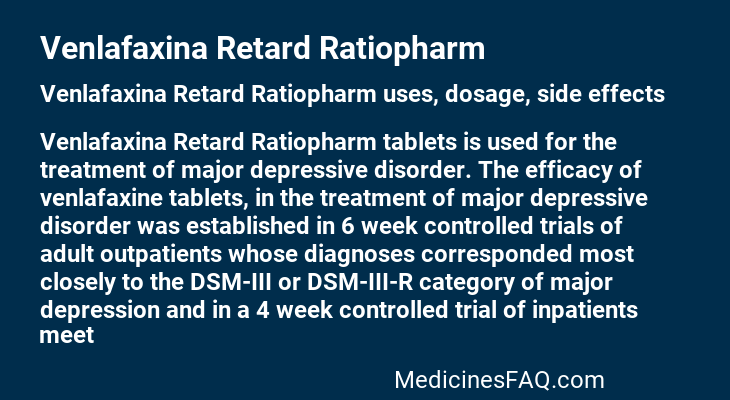 Venlafaxina Retard Ratiopharm