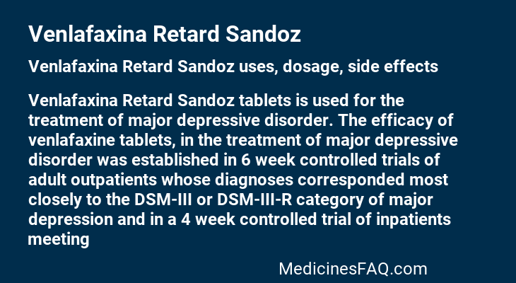 Venlafaxina Retard Sandoz