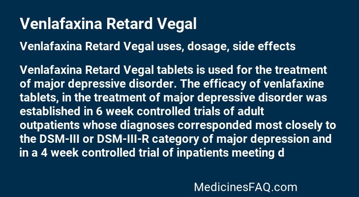 Venlafaxina Retard Vegal