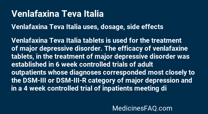 Venlafaxina Teva Italia