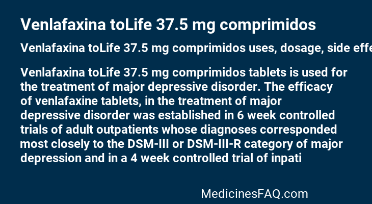 Venlafaxina toLife 37.5 mg comprimidos