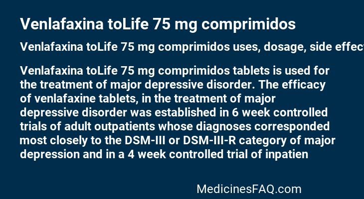 Venlafaxina toLife 75 mg comprimidos