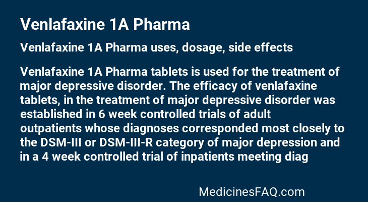 Venlafaxine 1A Pharma