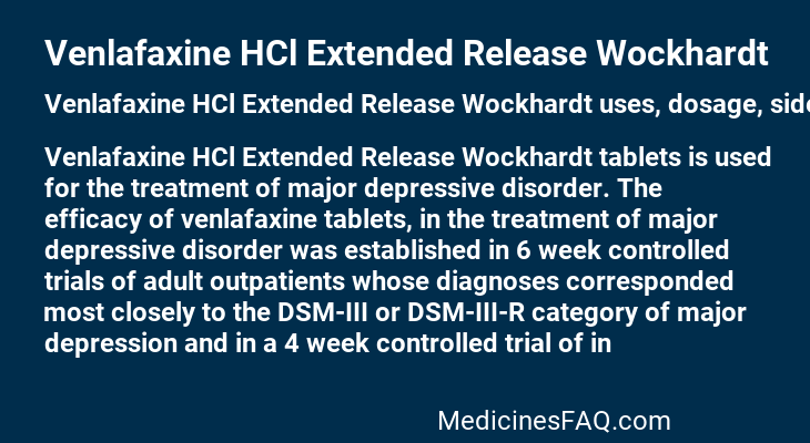 Venlafaxine HCl Extended Release Wockhardt