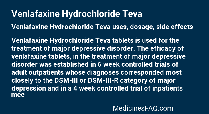 Venlafaxine Hydrochloride Teva