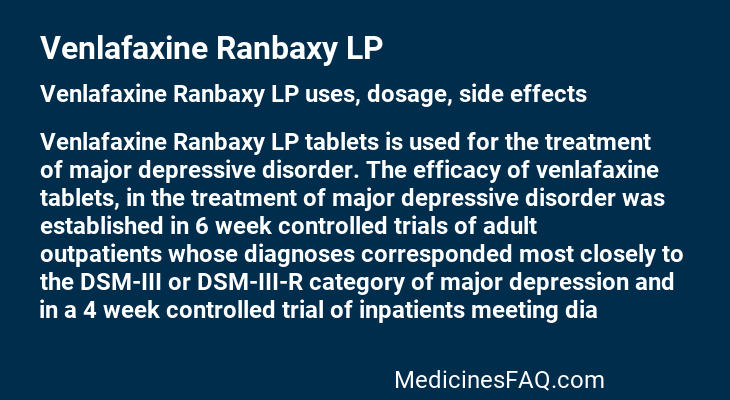 Venlafaxine Ranbaxy LP