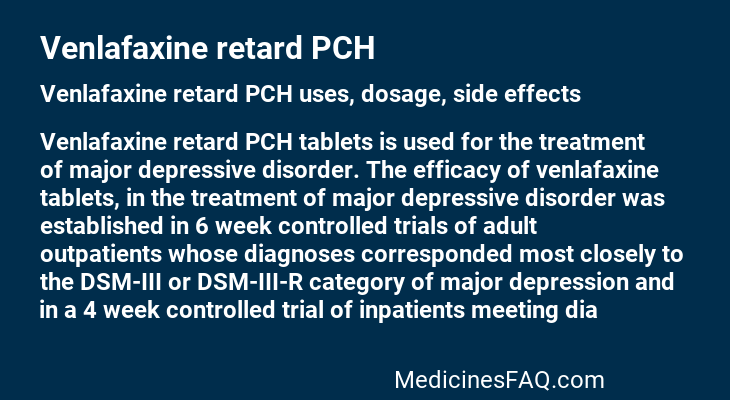 Venlafaxine retard PCH