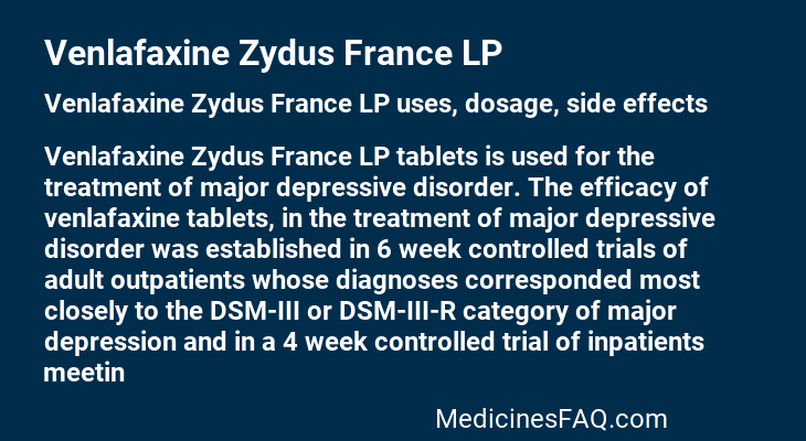 Venlafaxine Zydus France LP