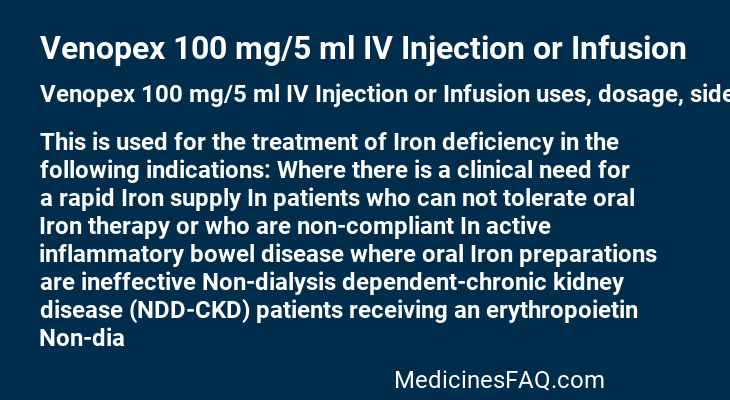 Venopex 100 mg/5 ml IV Injection or Infusion