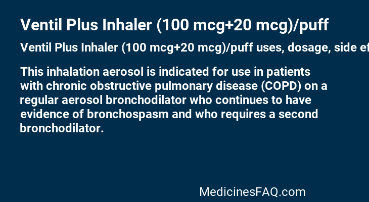 Ventil Plus Inhaler (100 mcg+20 mcg)/puff