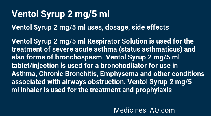 Ventol Syrup 2 mg/5 ml